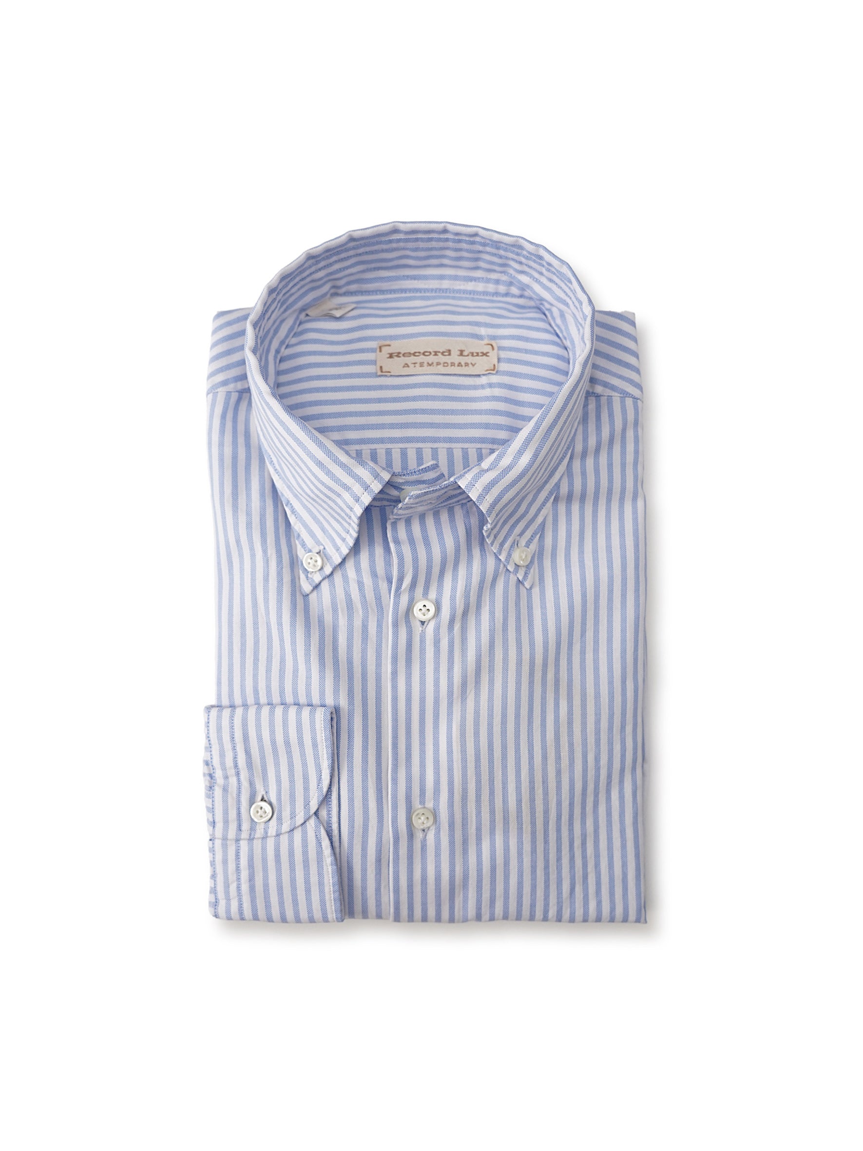 Weiß/Hellblau, gestreiftes Oxford-Hemd mit Button-Down